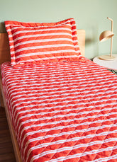 Jogo de Colcha Elástico Infantil - Listrado Carmim